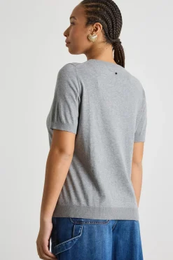 Maglia aderente con maniche corte - Grigio