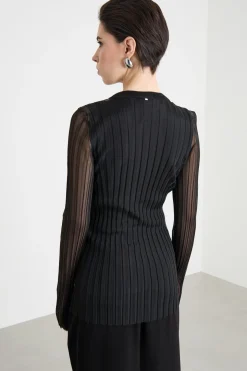 Maglia aderente con top abbinato - Nero
