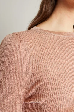 Maglia aderente lamè - Rosa Antico