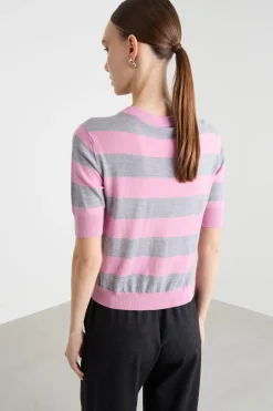 Maglia a maniche corte - Rosa Grigio