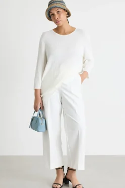 Maglia ampia a coste - Bianco