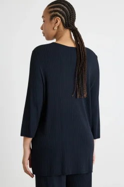 Maglia ampia a coste - Blu