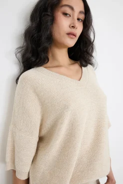 Maglia ampia a manica corta - Avorio