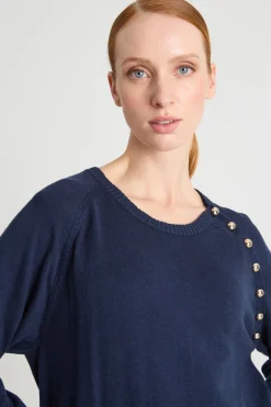 Maglia ampia con bottoni - Blu