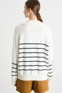 Maglia ampia con colletto a punta - Bianco Nero