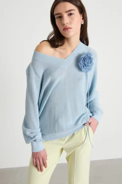 Maglia ampia laminata - Azzurro
