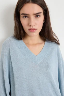 Maglia ampia laminata - Azzurro
