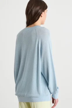 Maglia ampia laminata - Azzurro