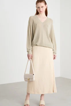 Maglia ampia laminata - Beige