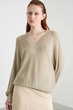 Maglia ampia laminata - Beige