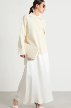 Maglia ampia modello polo - Bianco