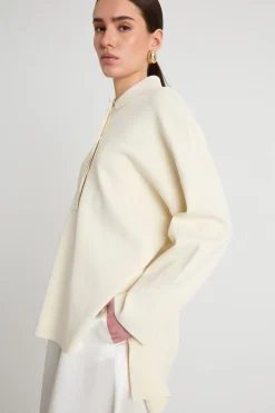 Maglia ampia modello polo - Bianco