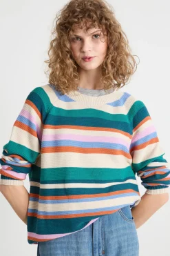 Maglia a punto links - Avorio Verde Arancione