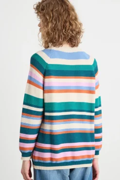 Maglia a punto links - Avorio Verde Arancione