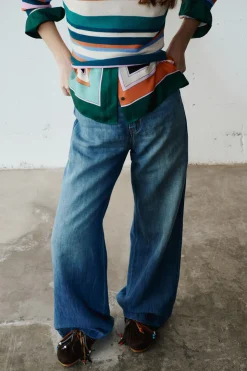 Maglia a punto links - Avorio Verde Arancione