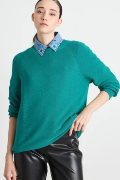 Maglia a punto links - Verde Petrolio