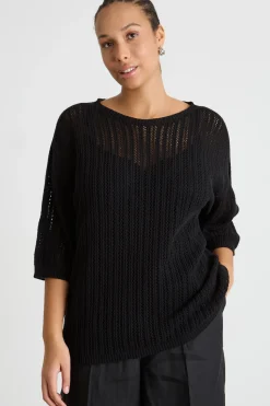 Maglia a punto traforato - Nero