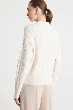 Maglia a punto treccia - Bianco