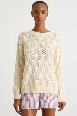 Maglia a punto treccia - Bianco