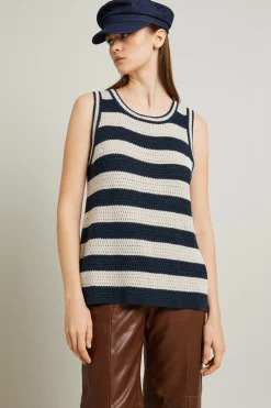 Maglia a righe - Panna Blu