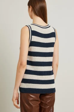 Maglia a righe - Panna Blu