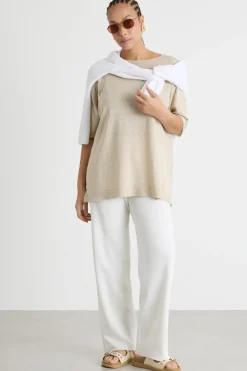 Maglia a spalla scesa - Beige