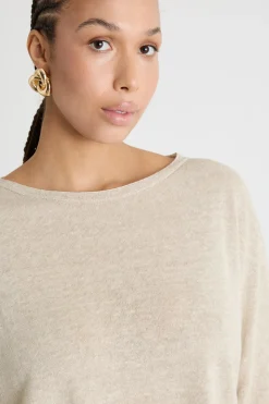 Maglia a spalla scesa - Beige