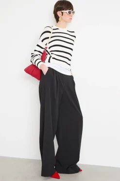 Maglia a spalla scesa - Bianco Nero