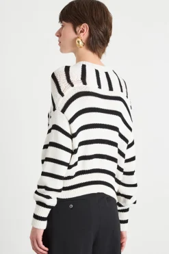 Maglia a spalla scesa - Bianco Nero