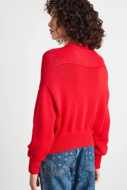 Maglia a spalla scesa - Rosso