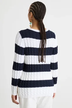 Maglia a trecce - Bianco Blu