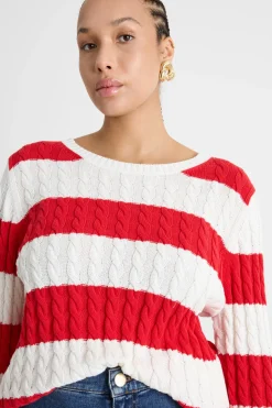 Maglia a trecce - Bianco Rosso