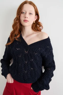 Maglia a trecce - Blu