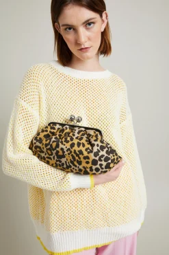 Maglia bicolor a rete - Giallo