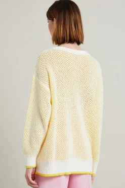 Maglia bicolor a rete - Giallo