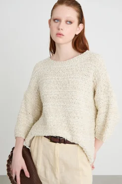 Maglia boxy con manica tre quarti - Bianco