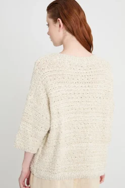 Maglia boxy con manica tre quarti - Bianco