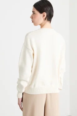 Maglia boxy con motivo intarsiato - Bianco