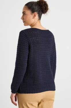 Maglia boxy traforata - Blu