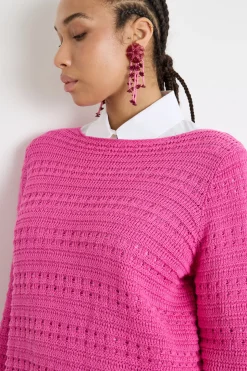 Maglia boxy traforata - Fuxia