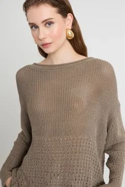 Maglia con ampia scollatura sulla schiena - Grigio