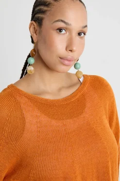 Maglia con ampio scollo a barchetta - Arancione