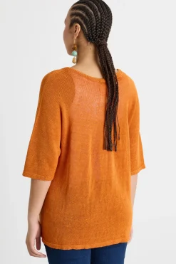 Maglia con ampio scollo a barchetta - Arancione