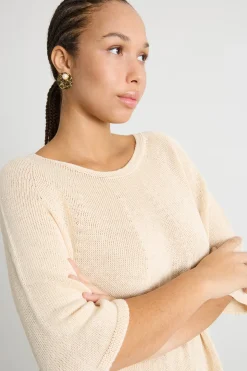 Maglia con ampio scollo a barchetta - Giallo