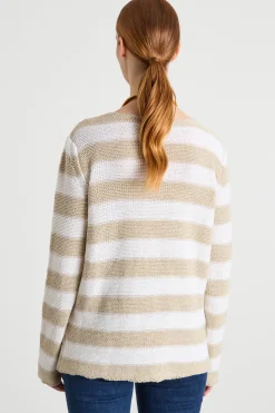 Maglia con ampio scollo - Beige White