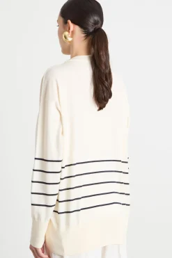 Maglia con ampio scollo - Bianco Blu