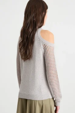 Maglia con aperture sulle spalle - Grigio