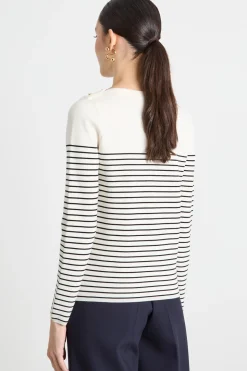 Maglia con bottoncini sulle spalle - Bianco Nero