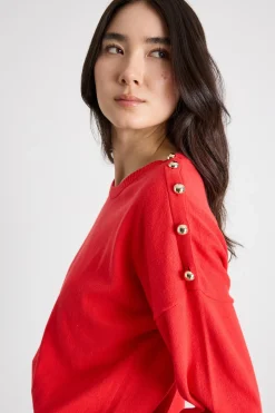 Maglia con bottoni a boule - Rosso
