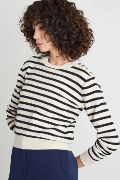 Maglia con bottoni - Bianco Nero